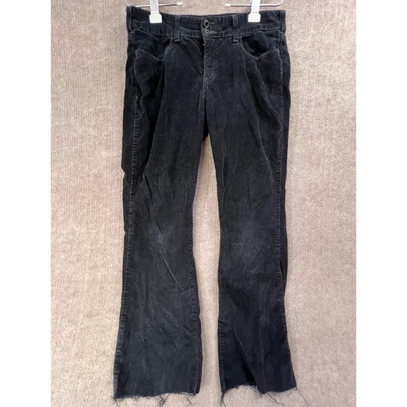 Levis 526 Slender Boot Cut Corduroy Pants Womens Size 10 Black Denim Raw Edge - Picture 1 of 12